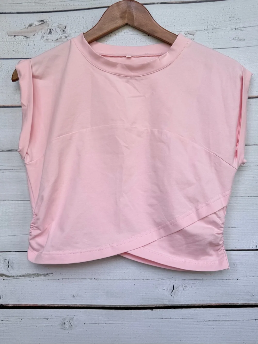 Pink Crossover Cap Sleeve Crop Top & High Waist Balloon Jogger Lounge Set Small